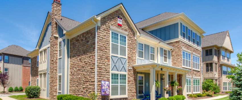 Exterior apartment building in West Lafayette